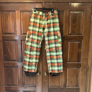 Burton Stow Cargo Pant Lined Ski Snow Board Tartan Pants Womens Size S Small